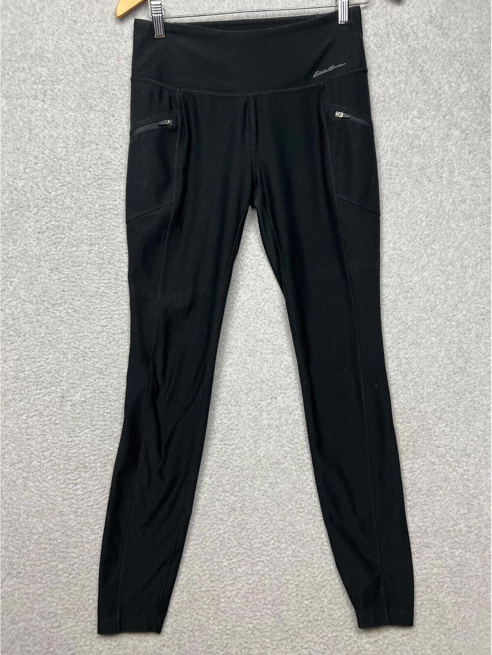 Eddie Bauer Womens Black Leggings Zip Pockets S Comfort Active Workout Running
